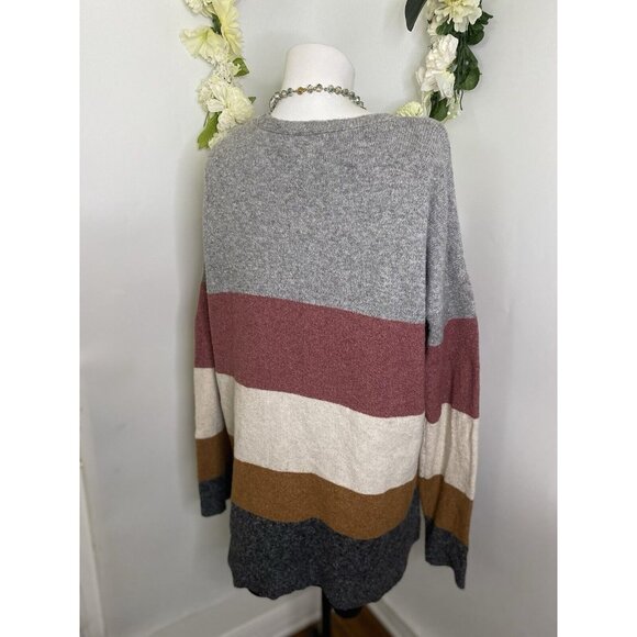 Pinque Womens Cardigan Sweater Long Sleeve Open Front Striped Pockets Size Small - Picture 6 of 16